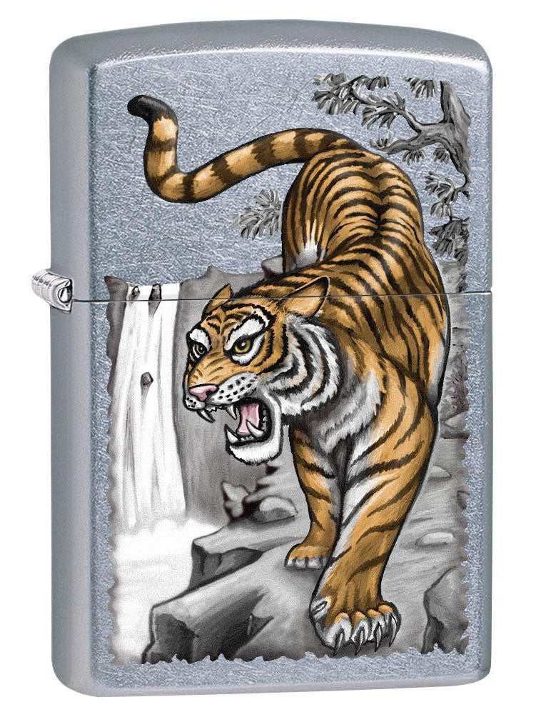 Zippo Lighter: Tiger on Ledge - Street Chrome 80705