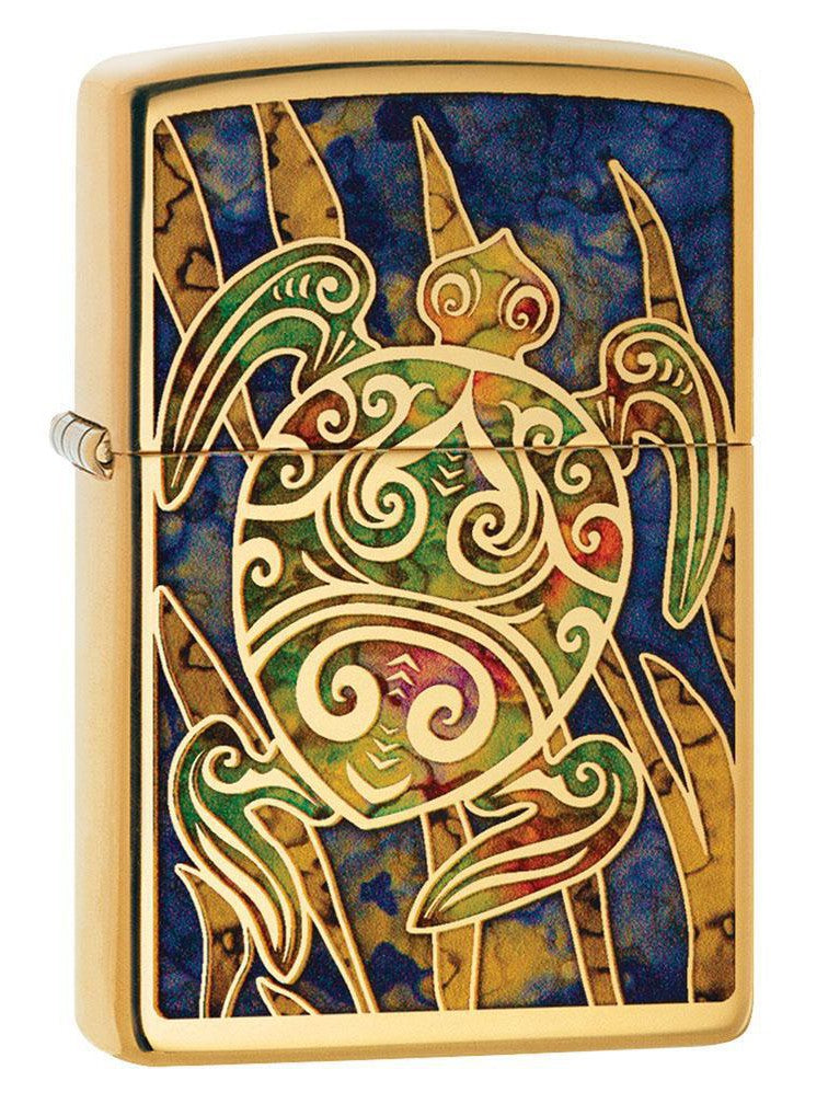 Zippo Lighter: Sea Turtle, Fusion - High Polish Brass 80708