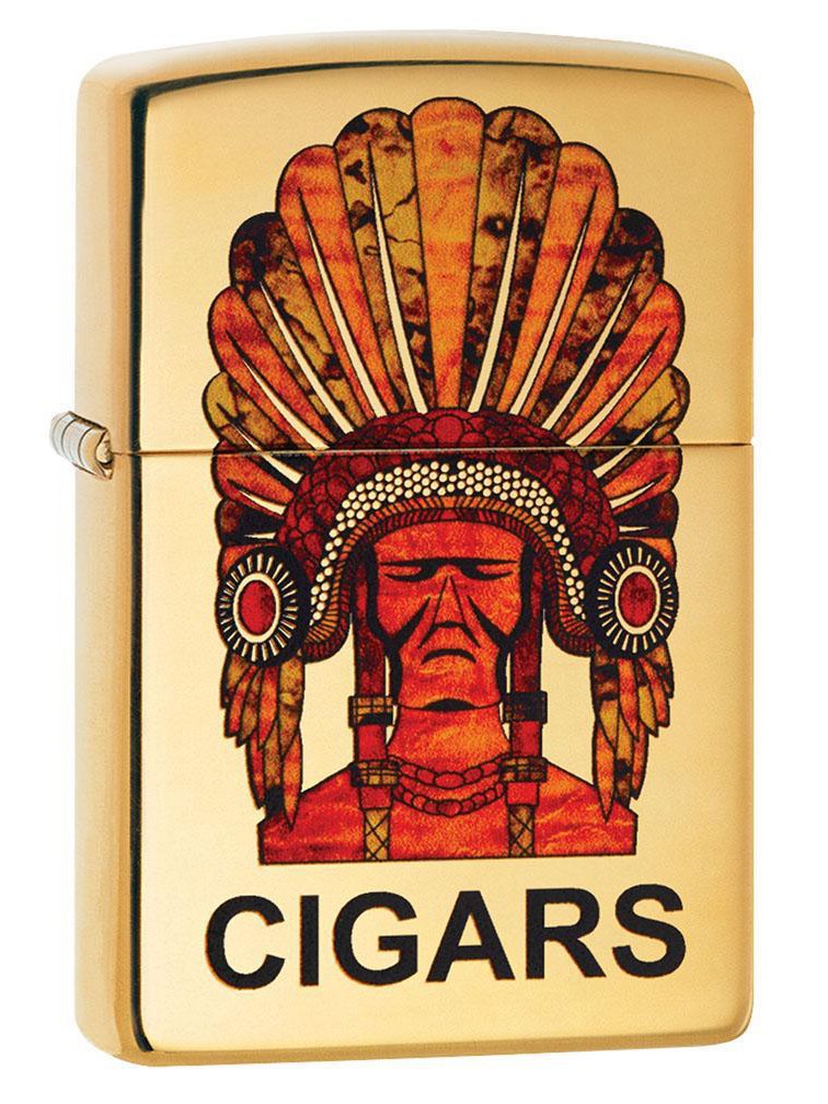 Zippo Lighter: Native American Cigars, Fusion - High Polish Brass 80715