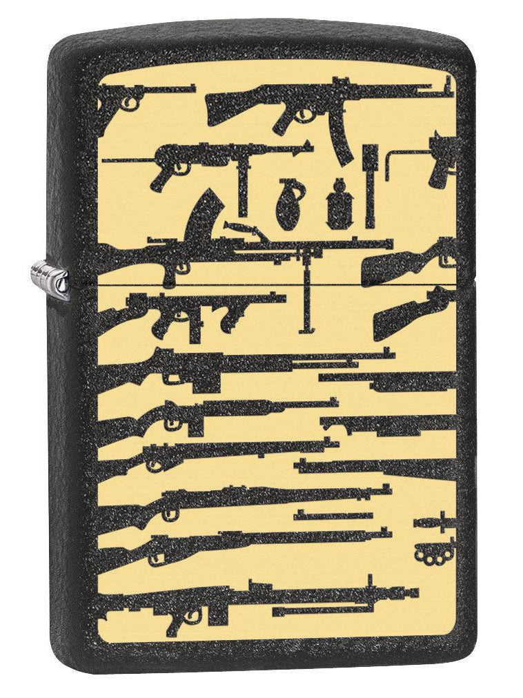 Zippo Lighter: Rifles and Guns, Engraved - Black Crackle 80770