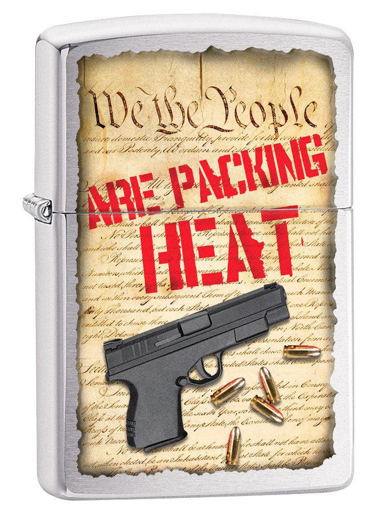 Zippo Lighter: We the People are Packing Heat - Brushed Chrome 80772