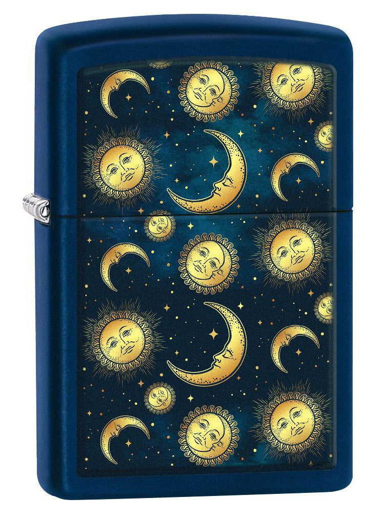 Zippo Lighter: Sun and Moon Pattern - Navy Matte 80834