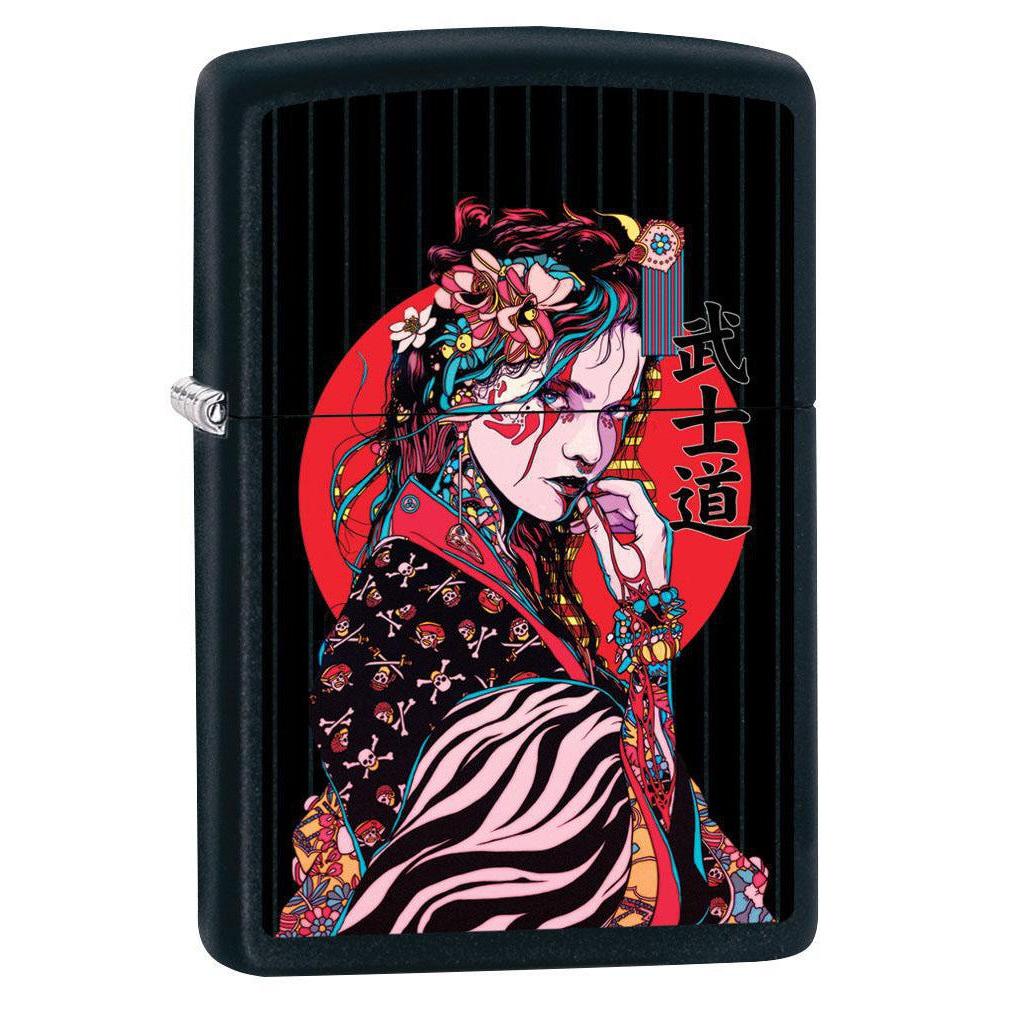 Zippo Lighter: Japanese Geisha Girl - Black Matte 80880 – Lucas