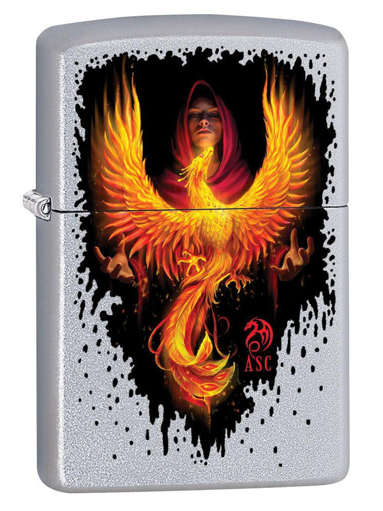 Zippo Lighter: Anne Stokes Woman with Phoenix - Satin Chrome 80895