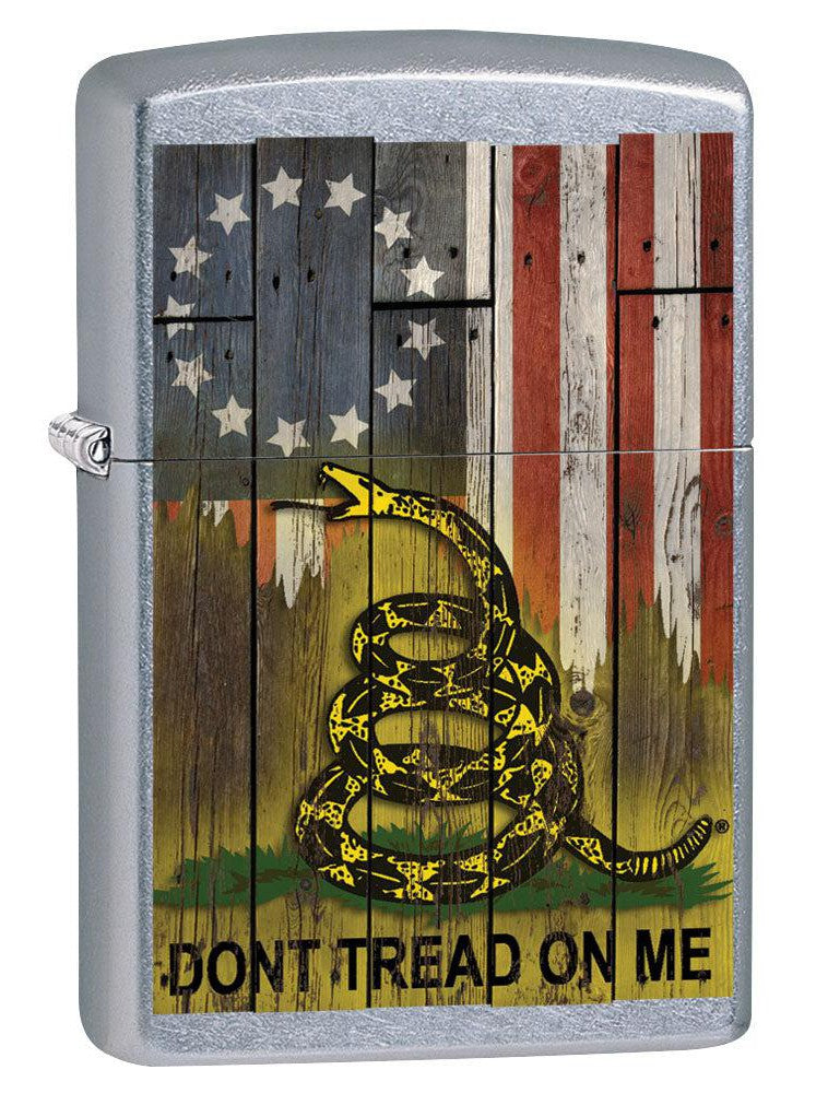 Zippo Lighter: Don't Tread on Me with Flag - Street Chrome 80901