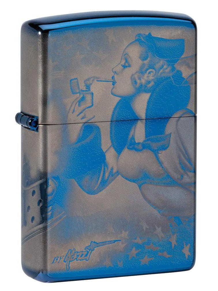 Zippo Lighter: Windy the Zippo Girl by Mazzi, Photo 360 - Sapphire 80928