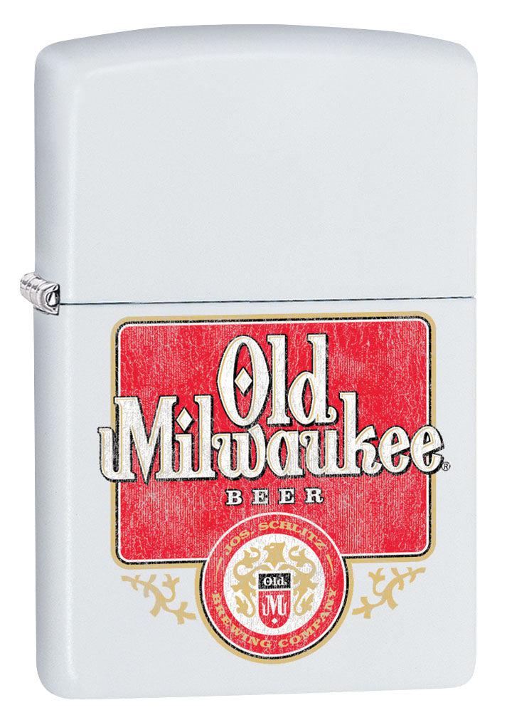 Zippo Lighter Old Milwaukee Beer Logo White Matte 80932 Lucas Lighters