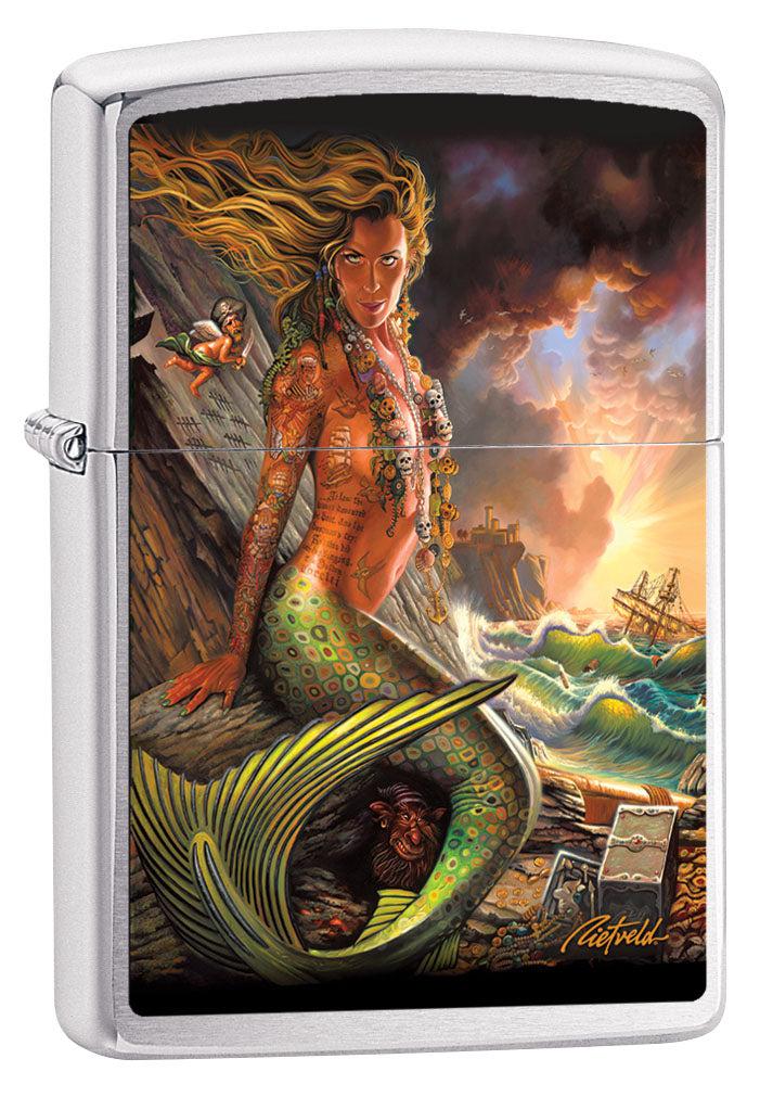 Zippo Lighter: Mermaid Loreilei by Rick Rietveld - Brushed Chrome 80939