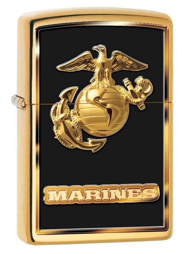 Zippo Lighter: USMC Marines Logo - High Polish Brass 80950