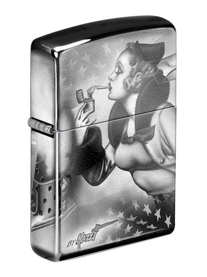 Zippo Lighter: Windy the Zippo Girl by Mazzi, Photo 360 - Ebony 80954