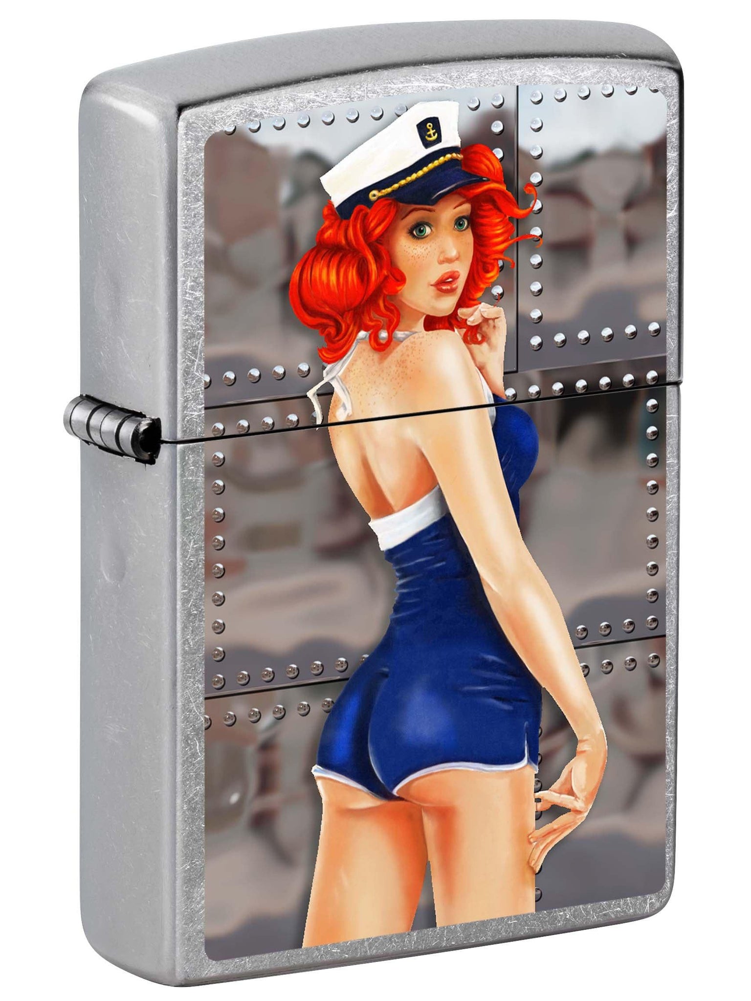 Zippo Lighter: Bomber Artwork, Pin-Up Girl - Street Chrome 80974