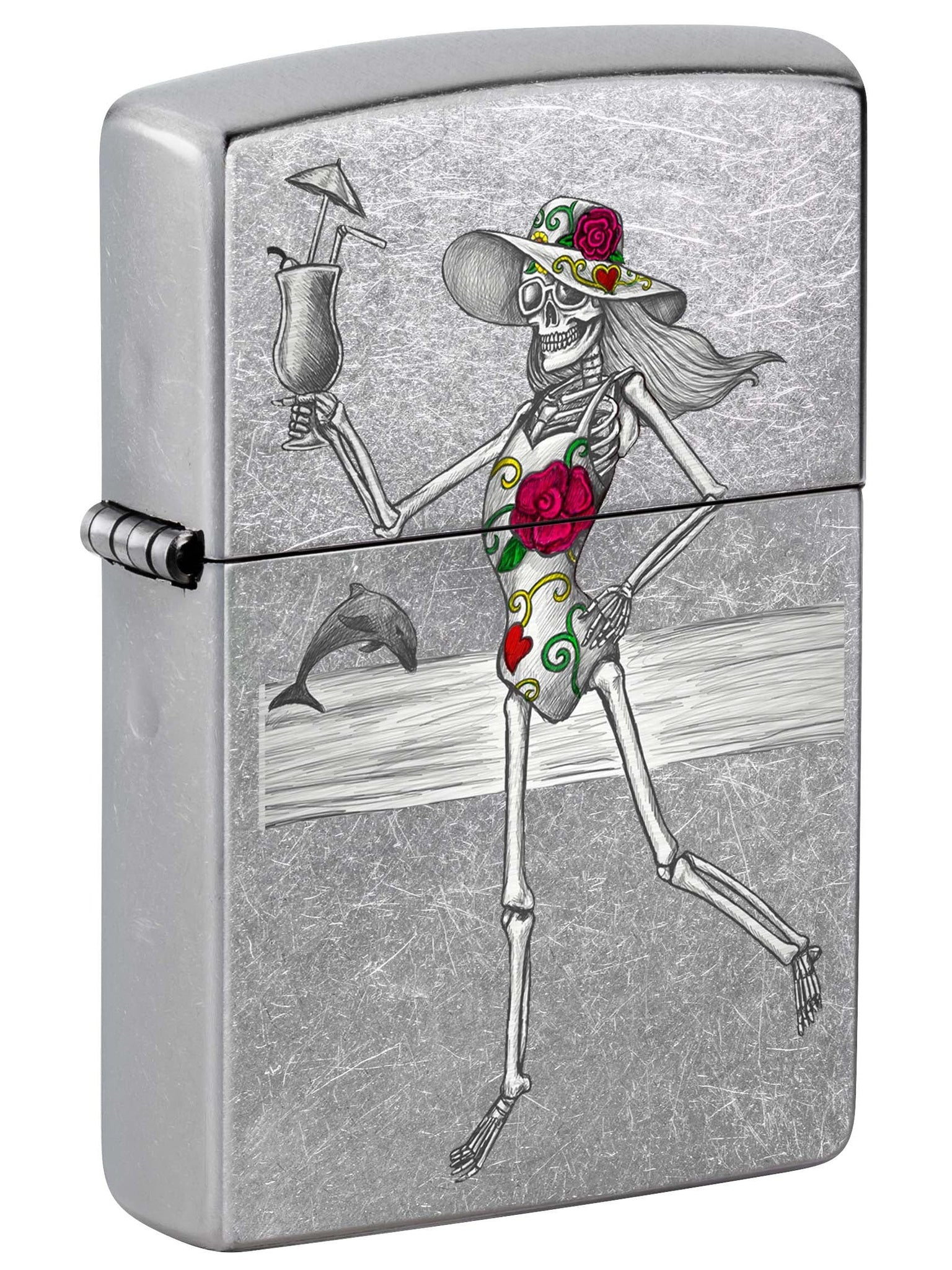 Zippo Lighter: Day of the Dead Beach Skeleton - Street Chrome 80980
