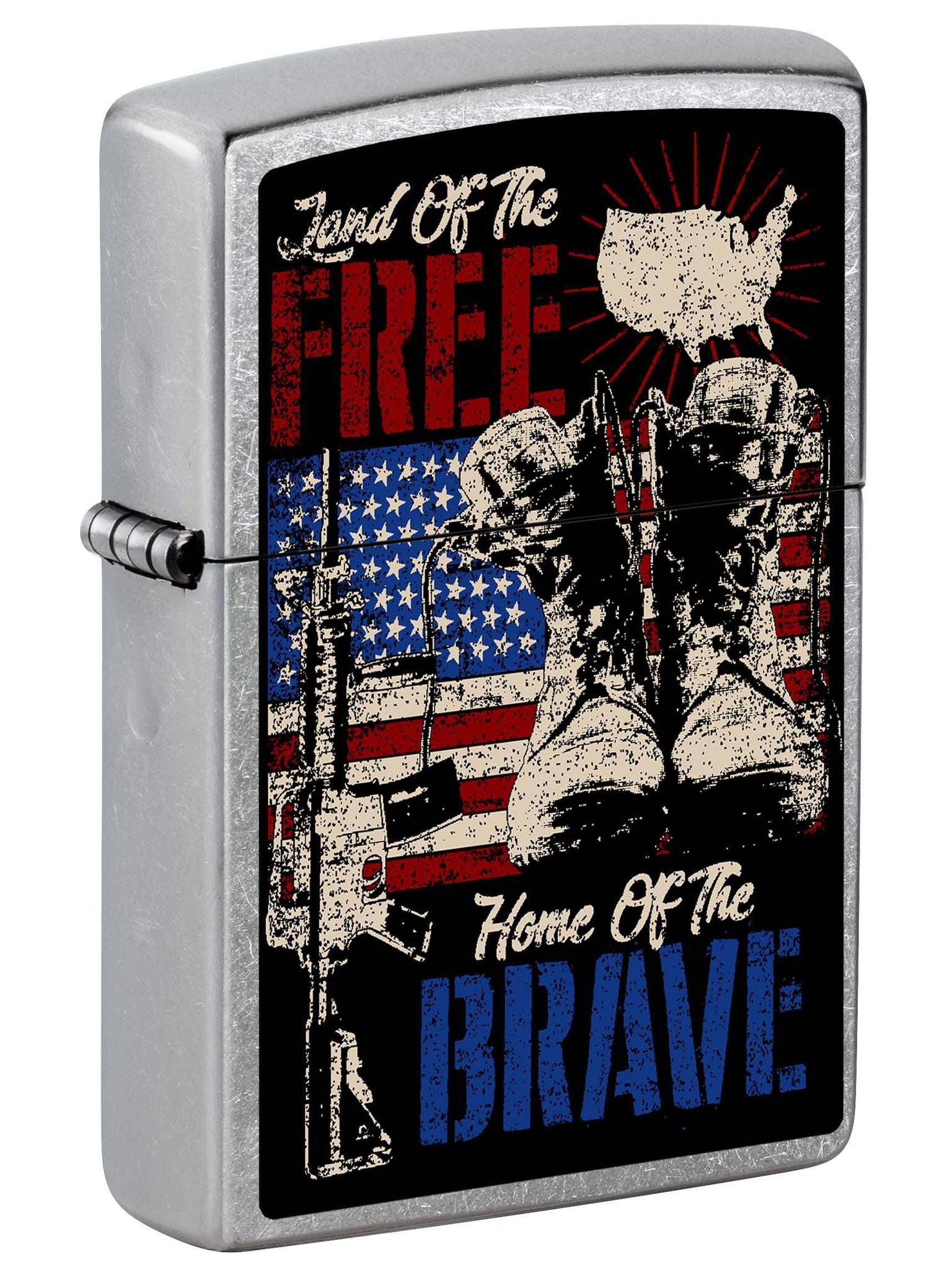 Zippo Lighter: Land of the Free, Home of the Brave - Street Chrome 80985