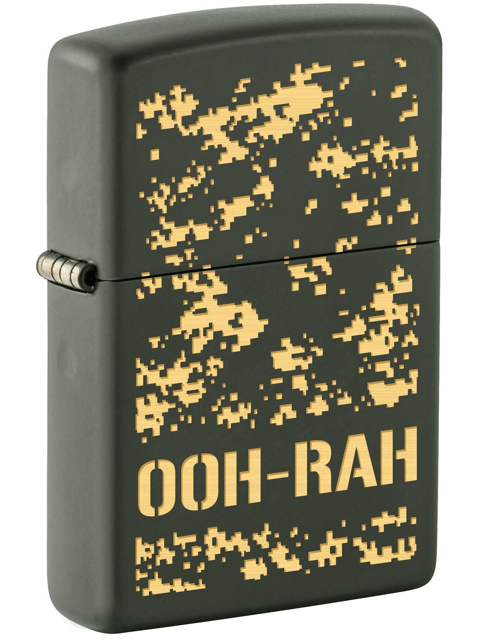Zippo Lighter: USMC Marine Corps, OOH-RAH, Engraved - Green Matte 81042