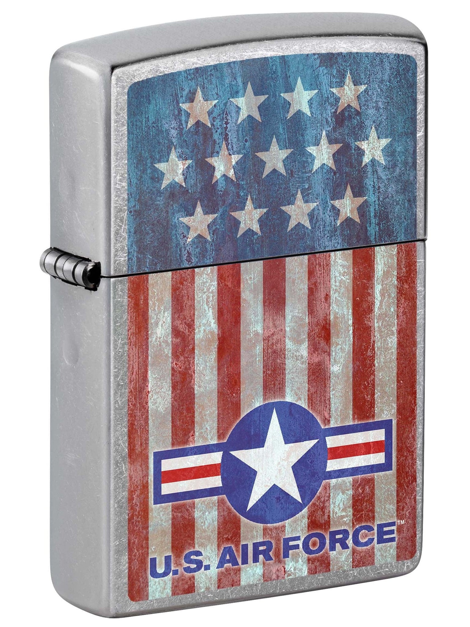 Zippo Lighter: USAF U.S. Air Force Logo on Flag - Street Chrome 81043