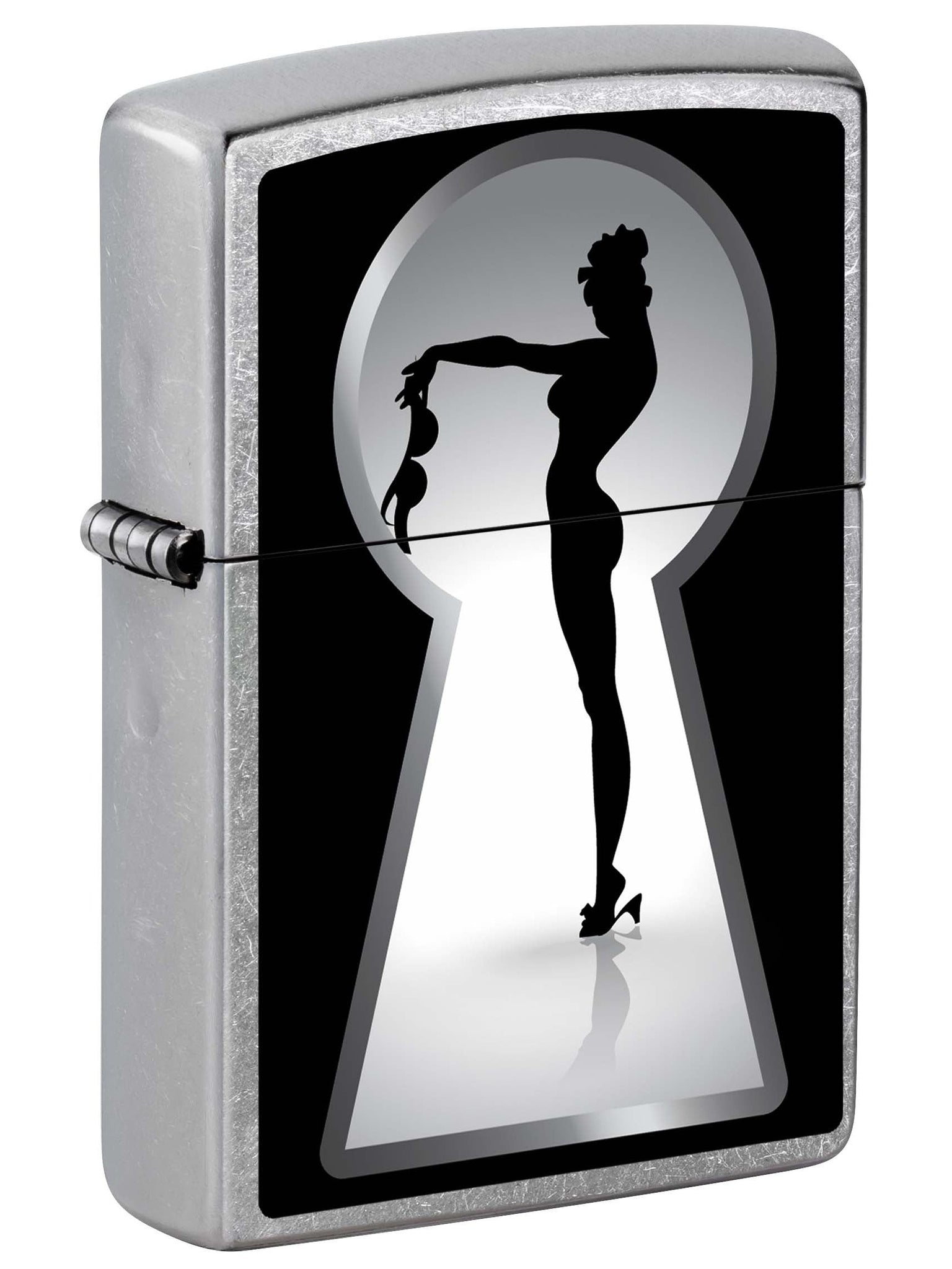 Zippo Lighter: Key Hole Sexy Pin-Up Girl in Heels - Street Chrome 81057