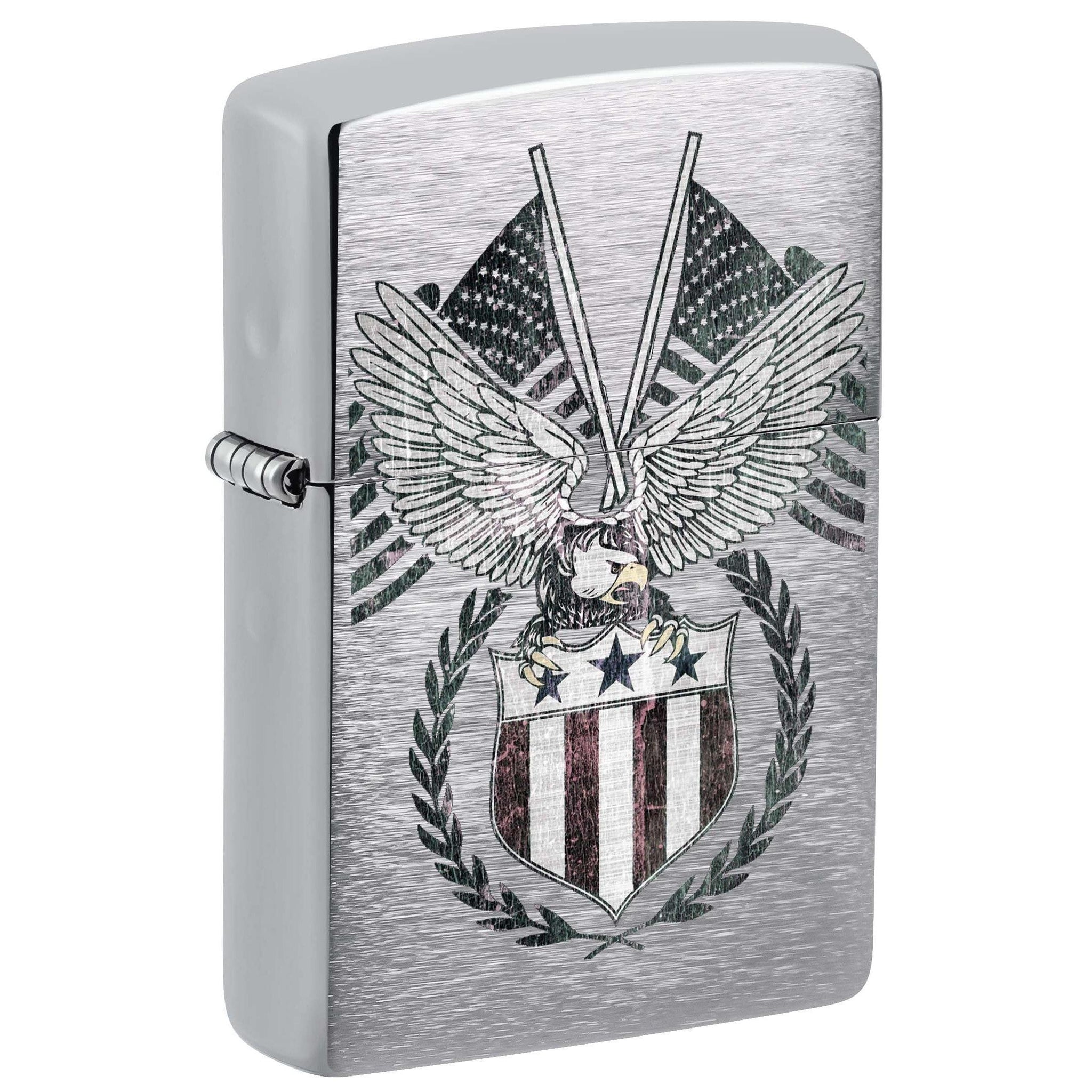 Zippo Lighter: United States Bald Eagle Crest - Brushed Chrome 81064 ...