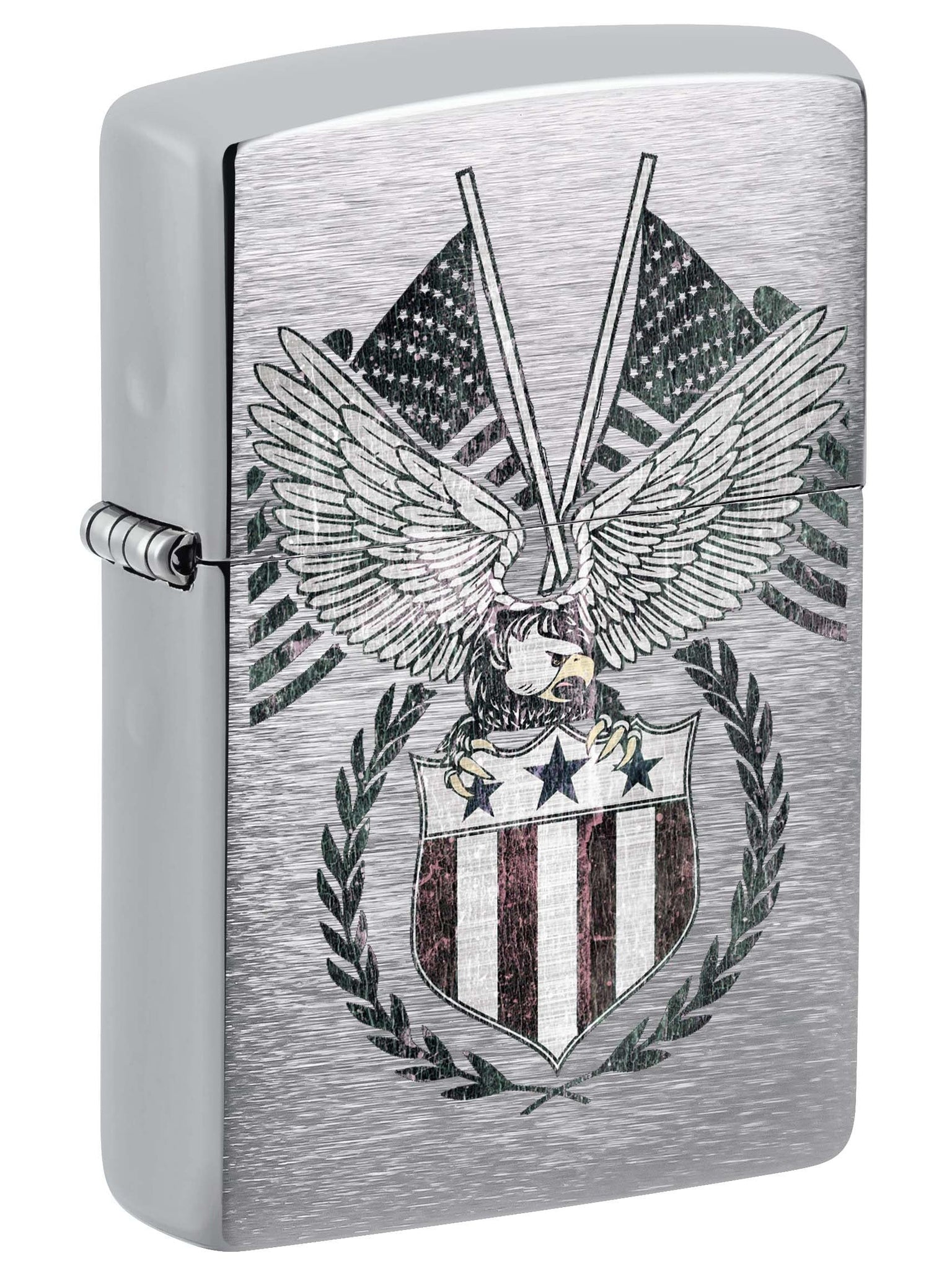 Zippo Lighter: United States Bald Eagle Crest - Brushed Chrome 81064