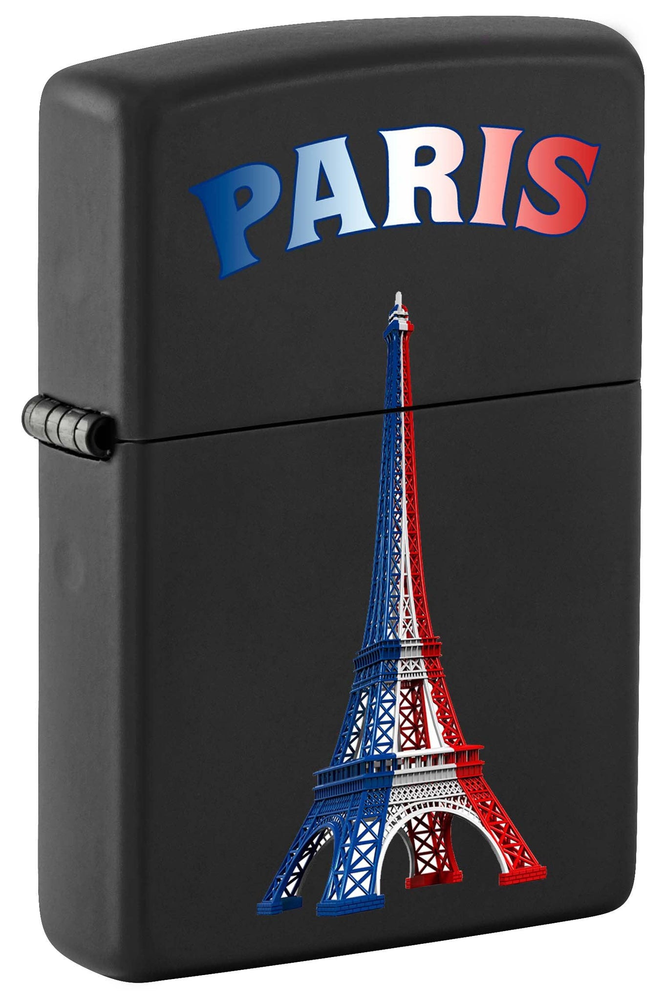 Zippo Lighter: Paris and Eiffel Tower with Colors - Black Matte 81120