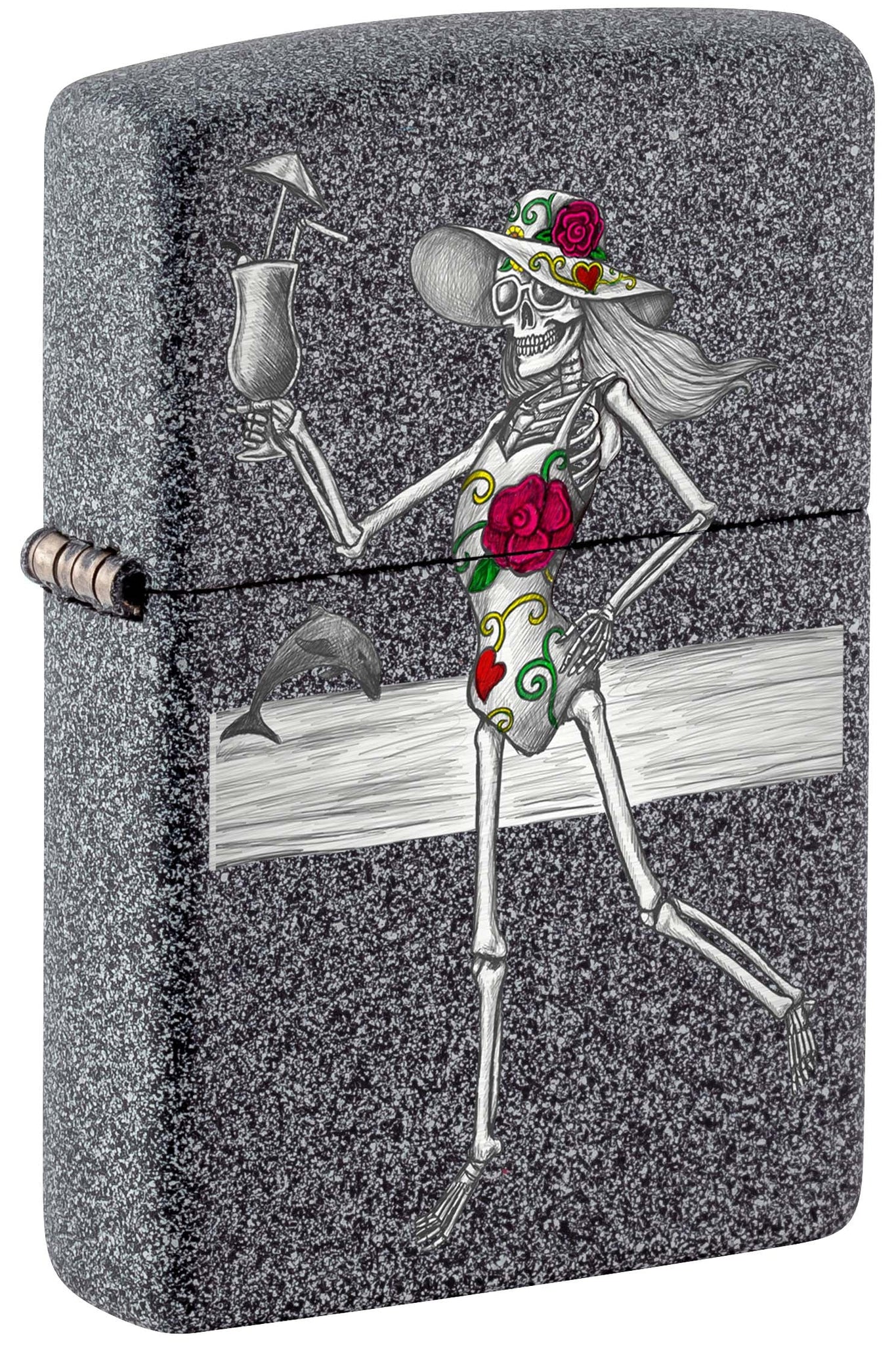 Zippo Lighter: Day of the Dead Beach Skeleton - Iron Stone 81131