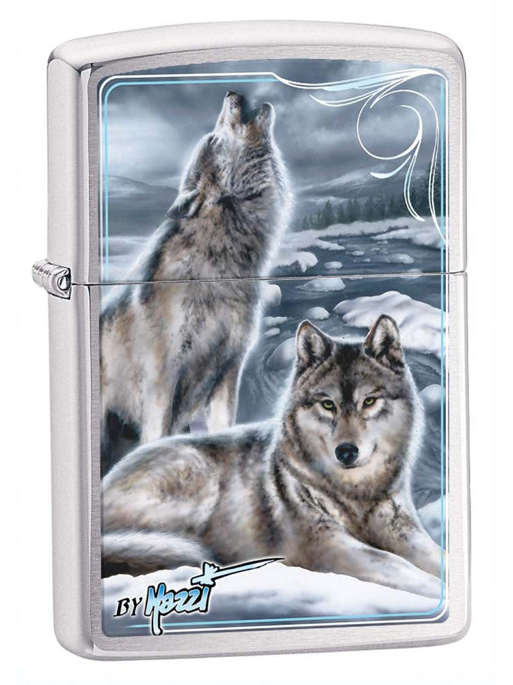 Zippo Lighter: Mazzi Winter Wolves - Brushed Chrome 81164