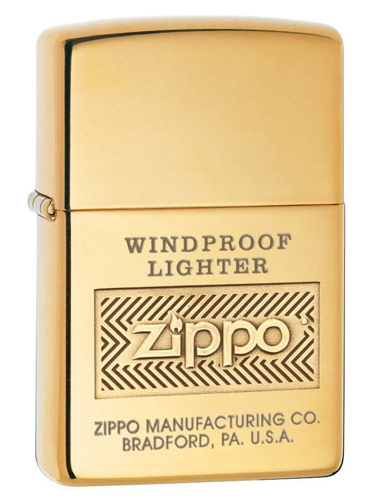 Zippo Lighter: Zippo Windproof Logo, Engraved - High Polish Brass 81165