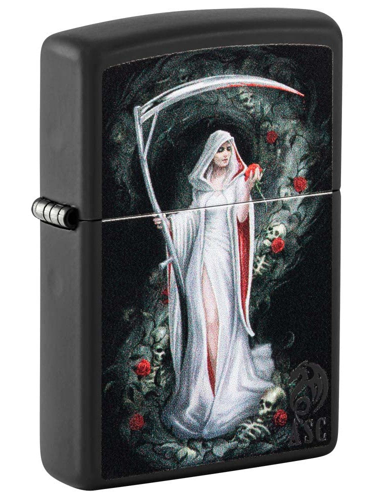 Zippo Lighter: Anne Stokes Female Grim Reaper - Black Matte 81204