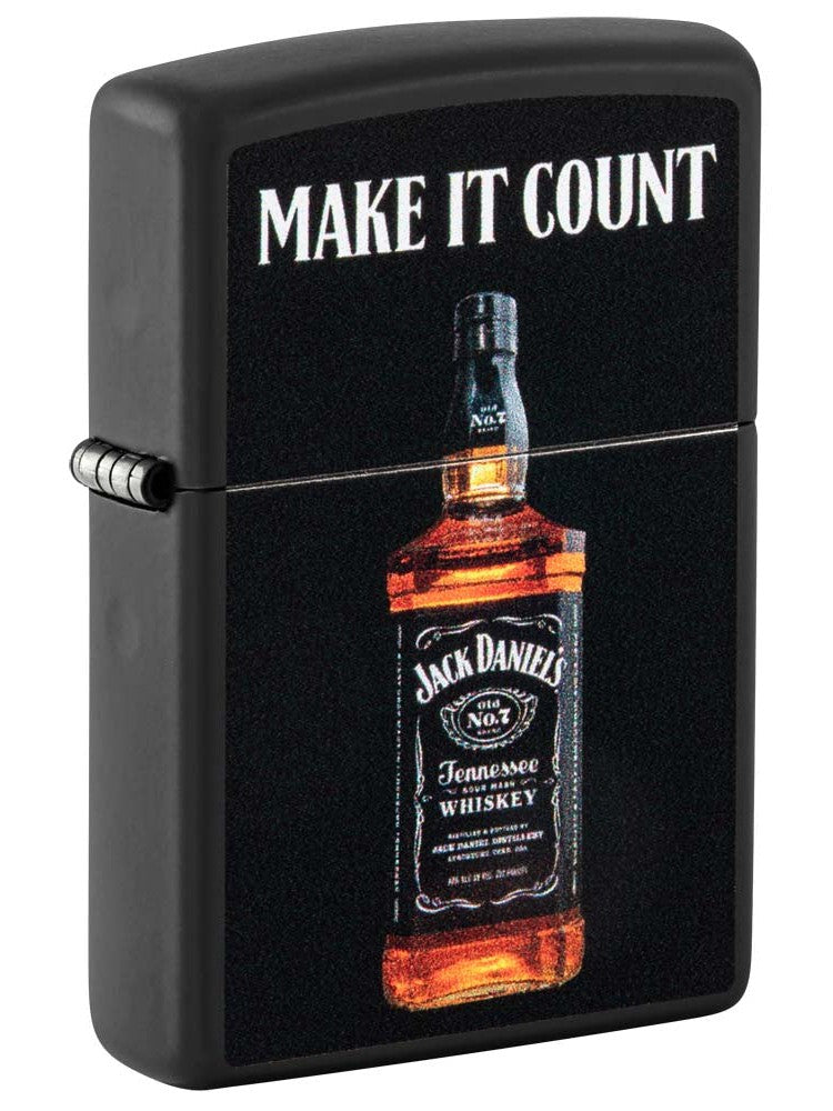 Zippo Lighter: Jack Daniel's Bottle, Make it Count - Black Matte 81226