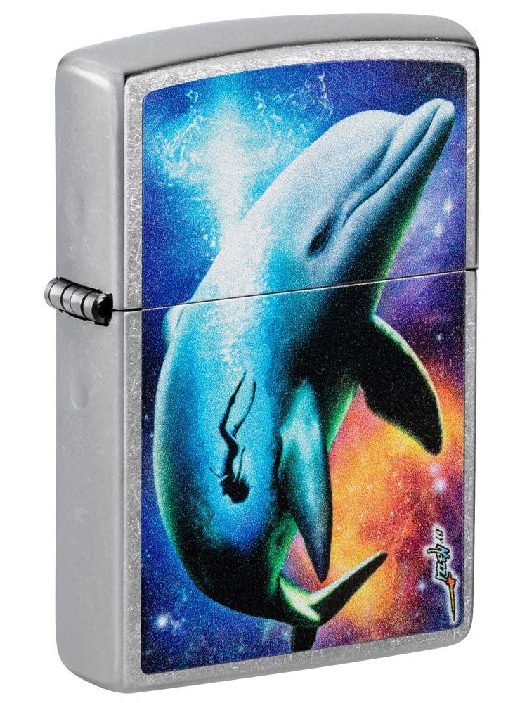 Zippo Lighter: Dolphin and Diver by Mazzi - Street Chrome 81235