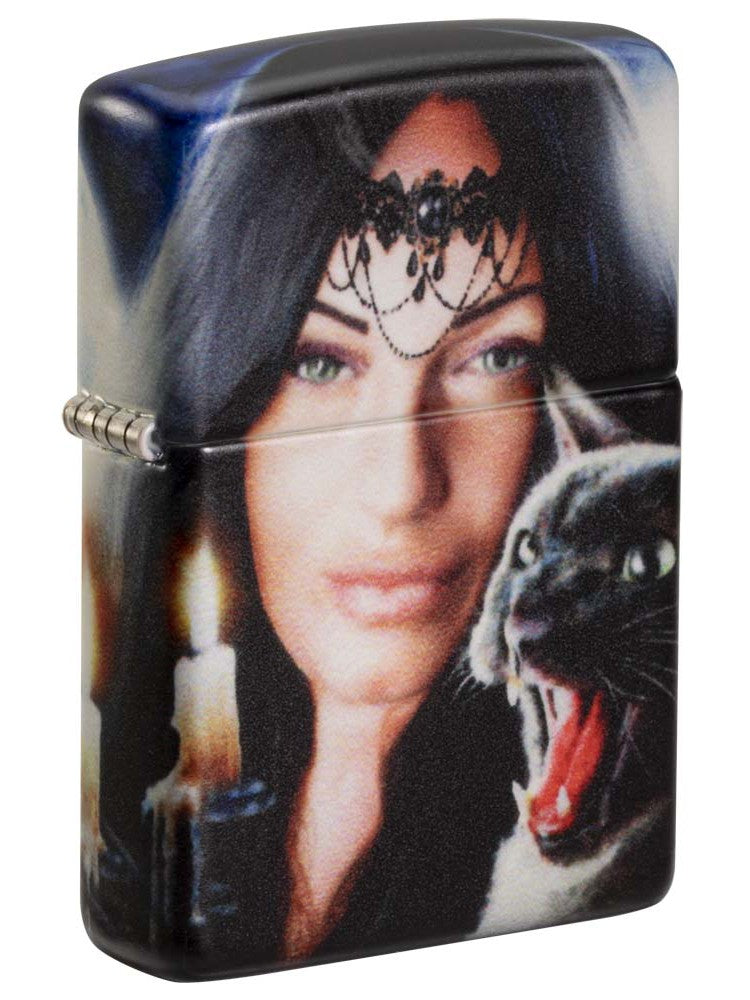 Zippo Lighter: Woman with Black Cat by Mazzi - 540 Color 81236