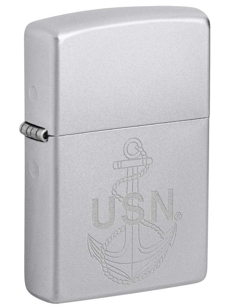 Zippo Lighter: Engraved U.S. Navy Logo, Engraved - Satin Chrome 81248