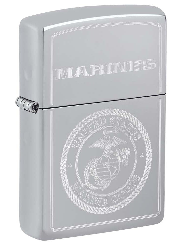 Zippo Lighter: USMC Marines Logo, Engraved - High Polish Chrome 81253