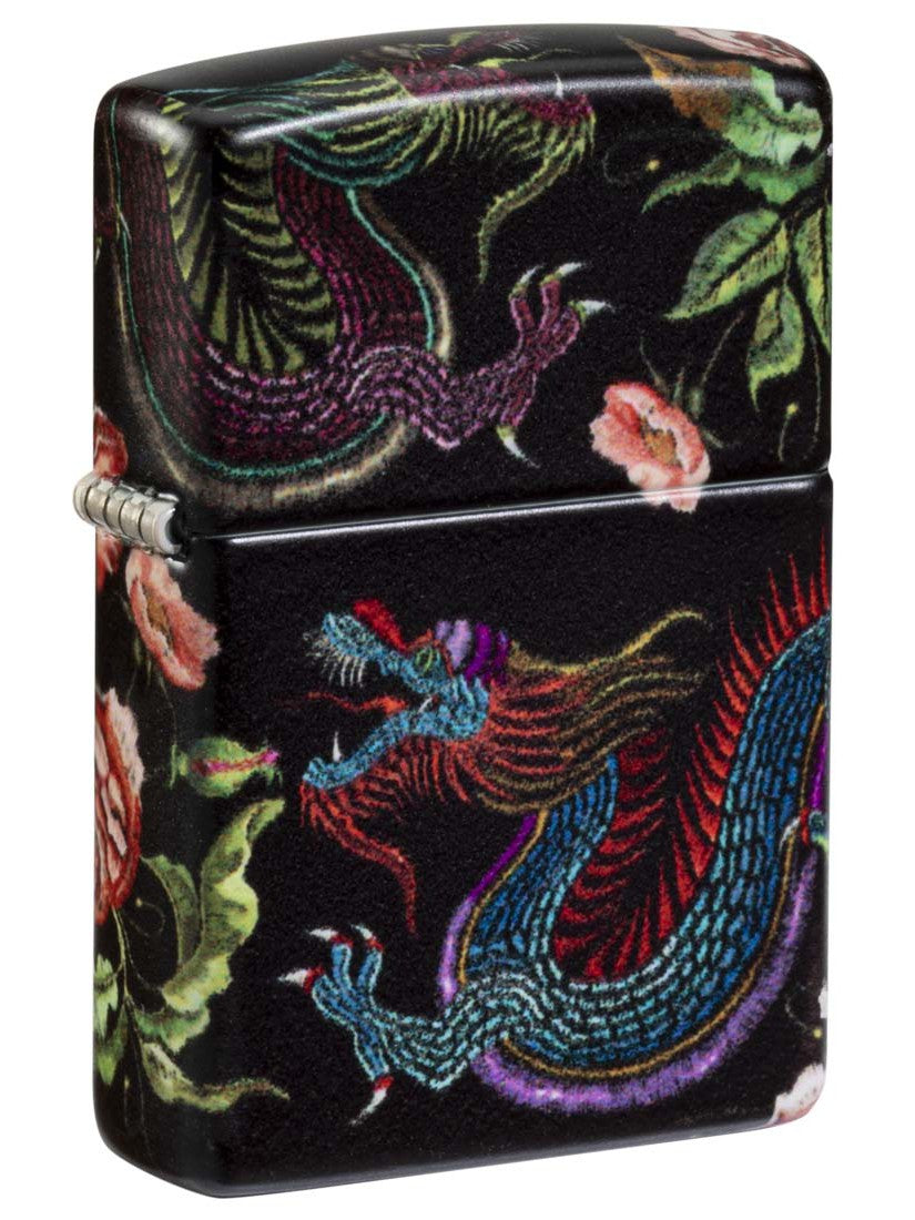 Zippo Lighter: Dragon with Flowers - 540 Color 81265