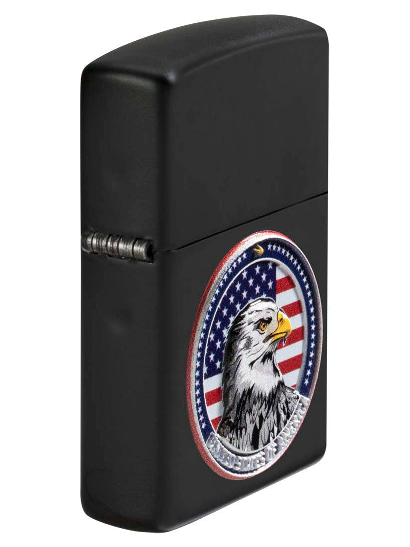 Zippo Lighter: USA Eagle, Texture Print - Black Matte 81276