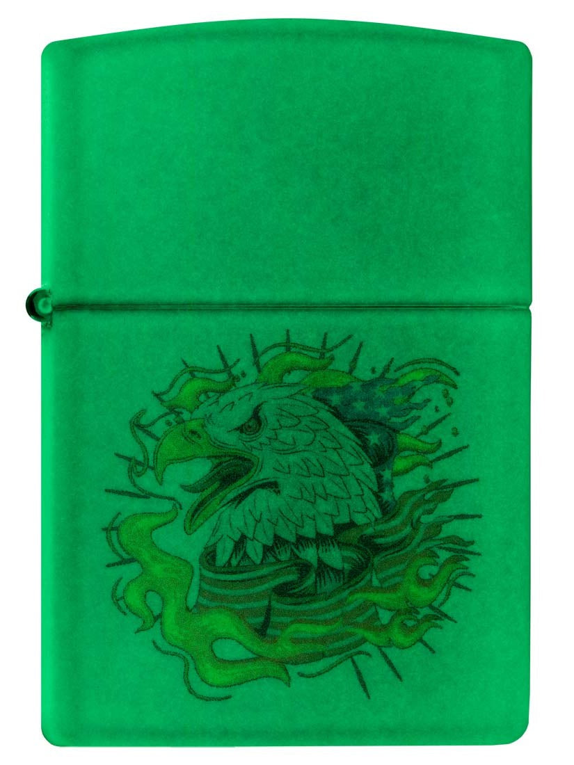 Zippo Lighter: Bald Eagle and Flag - Glow In The Dark 81277