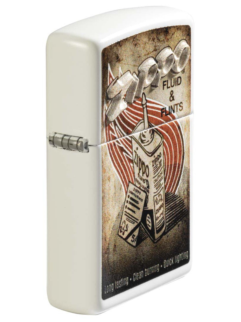 Zippo Lighter: Vintage Zippo Ad, Texture Print - White Matte 81284
