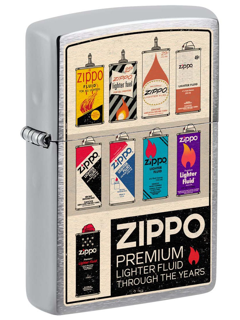 Zippo Lighter: Vintage Fuel Cans - Brushed Chrome 81322