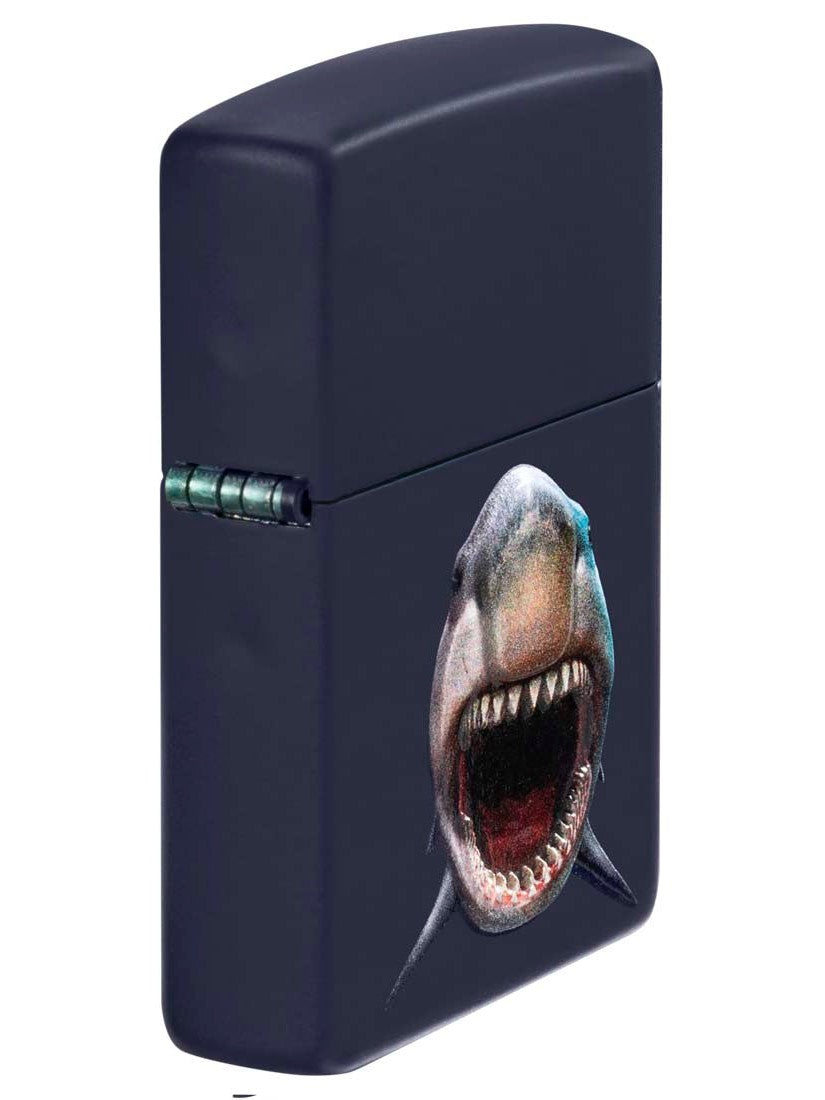 Zippo Lighter: Shark Teeth, Texture Print - Navy Blue Matte 81344