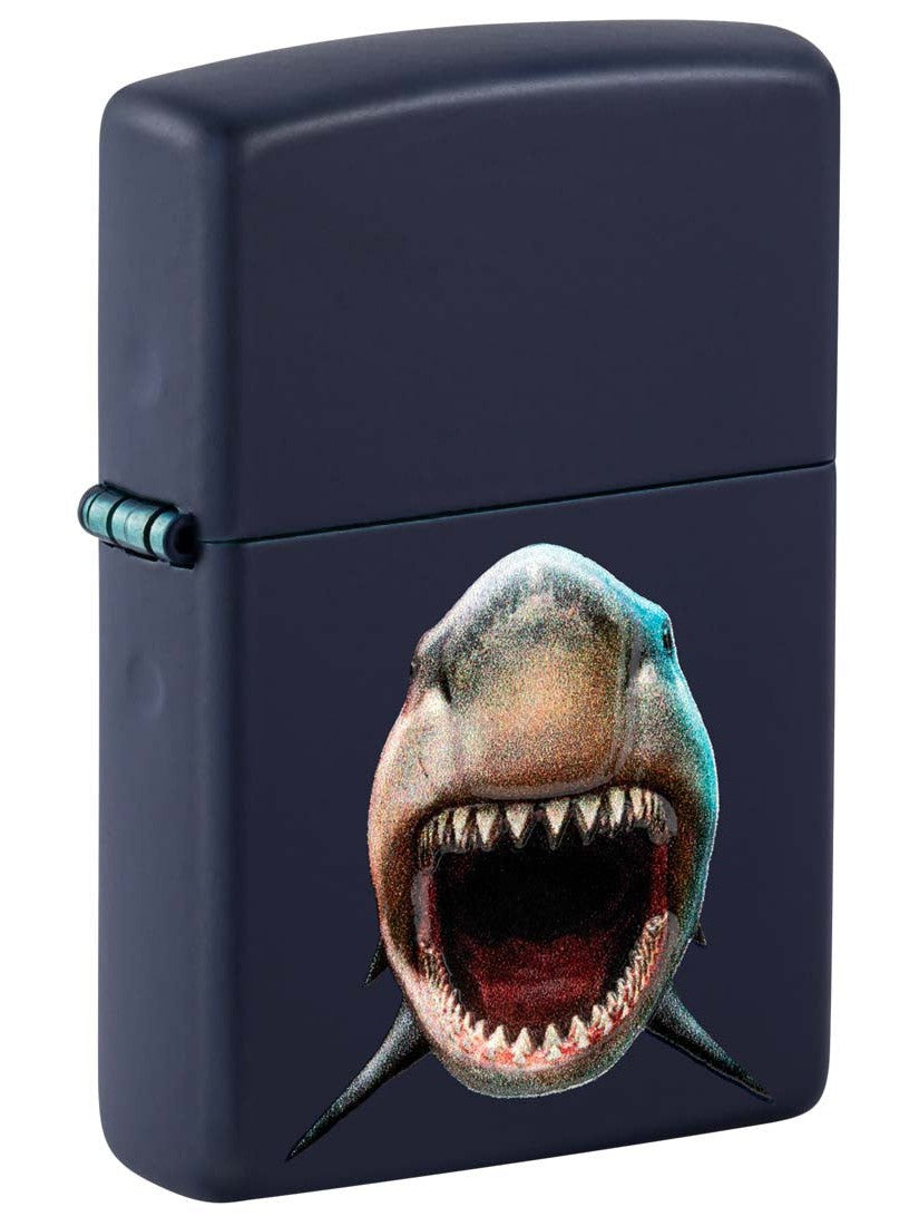 Zippo Lighter: Shark Teeth, Texture Print - Navy Blue Matte 81344