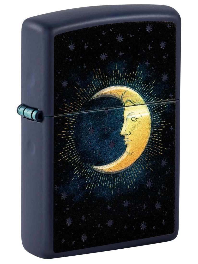 Zippo Lighter: Crescent Moon, Texture Print - Navy Blue Matte 81345