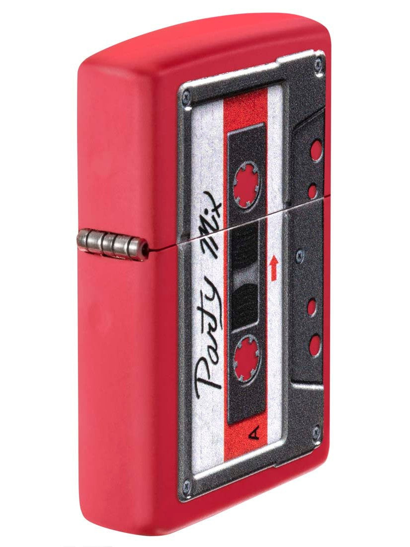 Zippo Lighter: Cassette Tape, Texture Print - Red Matte 81346