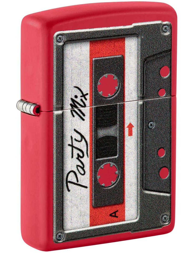 Zippo Lighter: Cassette Tape, Texture Print - Red Matte 81346