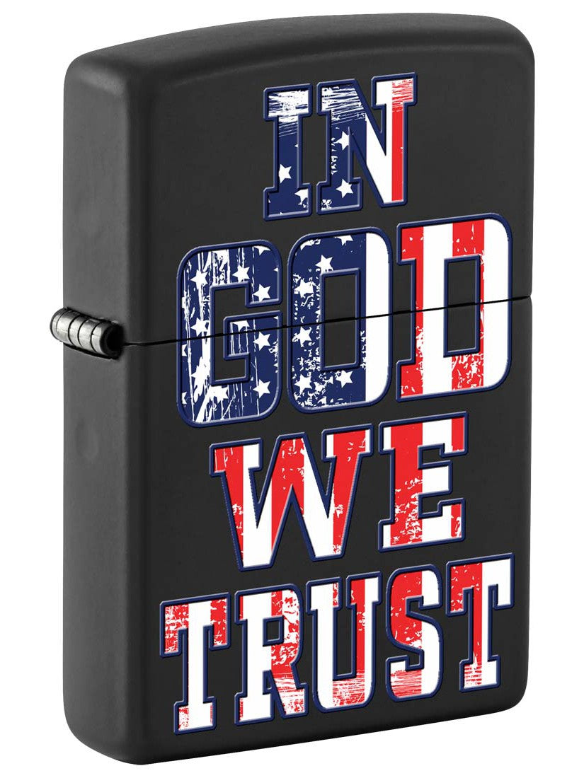 Zippo Lighter: In God We Trust - Black Matte 81359