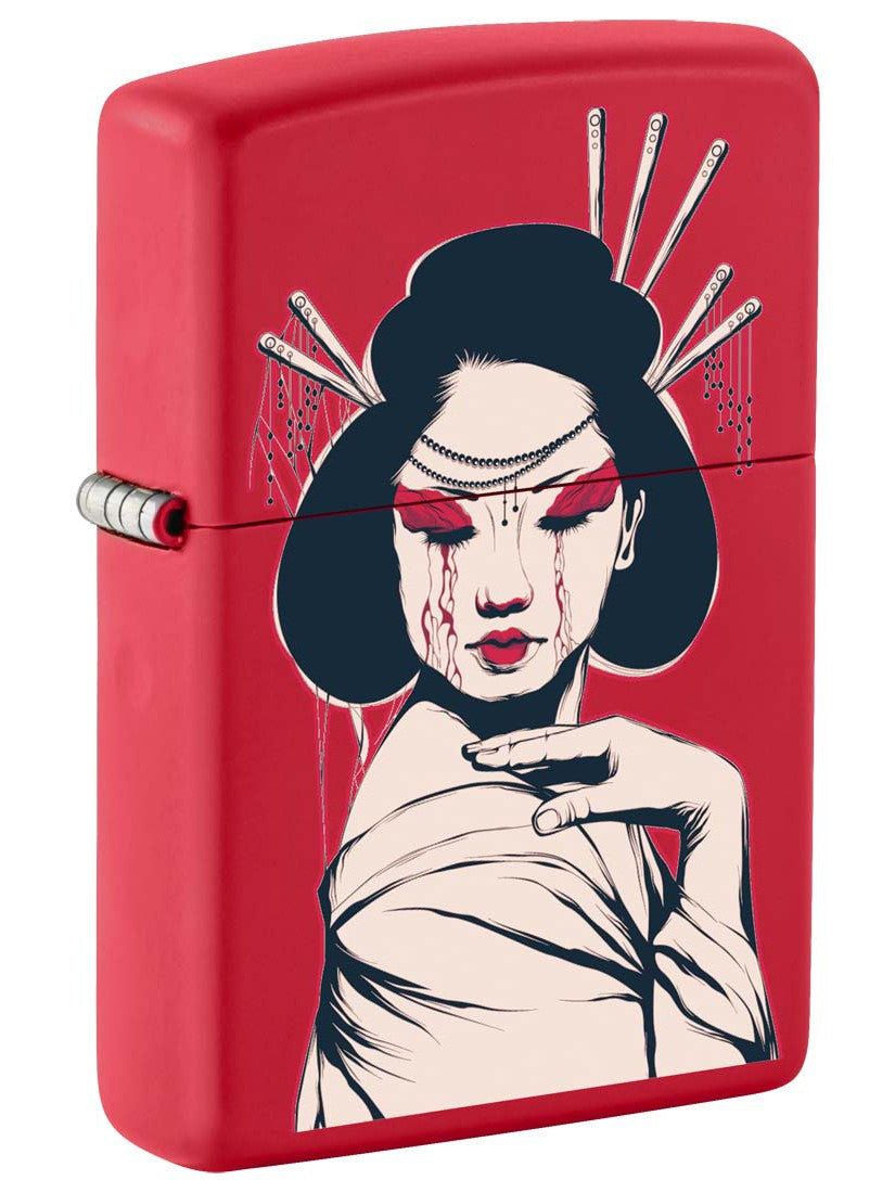 Zippo Lighter: Crying Geisha Girl - Red Matte 81360