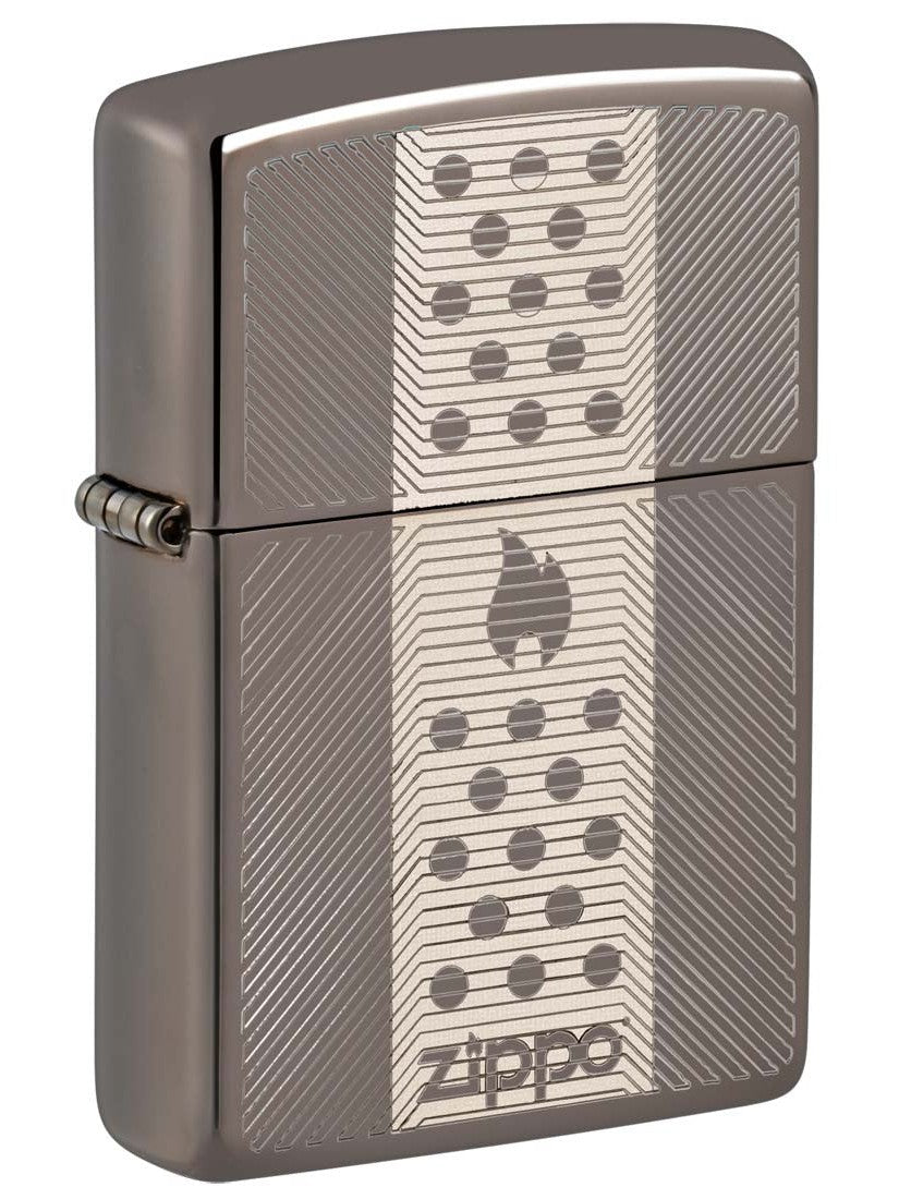 Zippo Lighter: Zippo Chimney Design, Engraved - Black Ice 81377