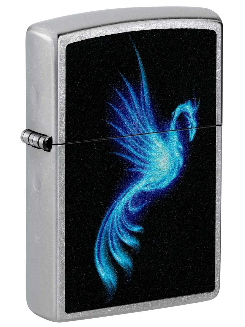 Zippo Lighter: Blue Phoenix - Street Chrome 81400