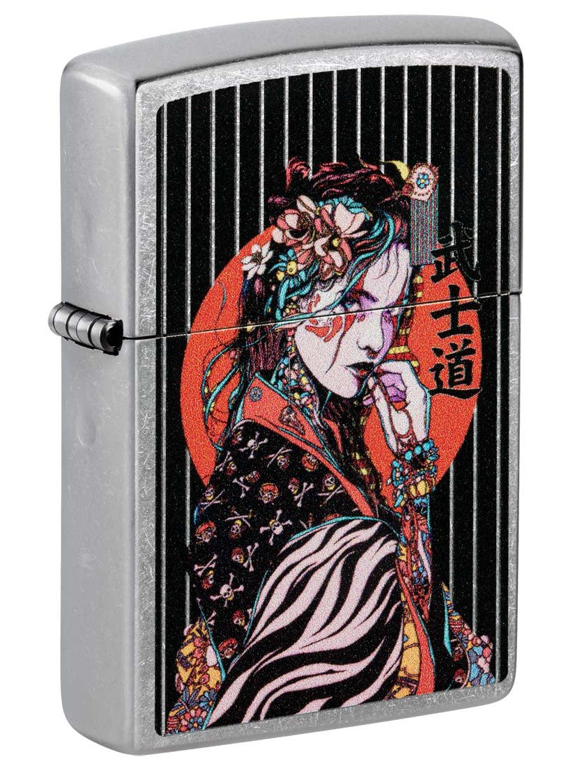 Zippo Lighter: Japanese Geisha Girl - Street Chrome 81417