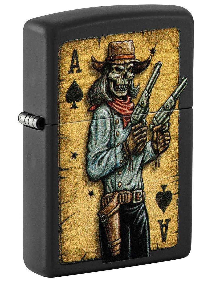 Zippo Lighter: Skull Gunslinger - Black Matte 81433