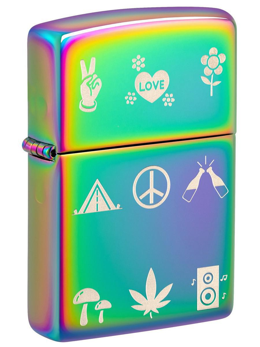 Zippo Lighter: Hippie Symbols - Multi-Color 81438