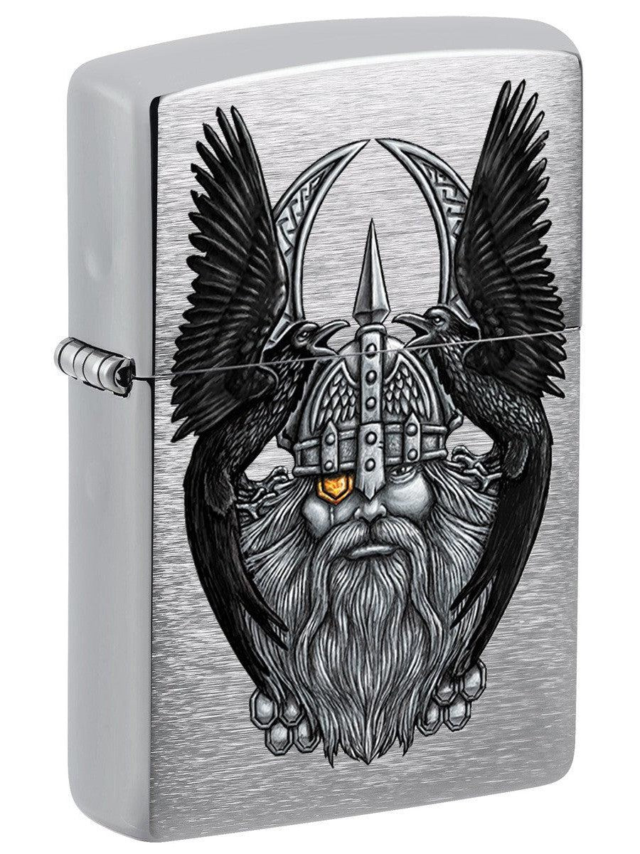 Zippo Lighter: Odin with Ravens - Brushed Chrome 81469